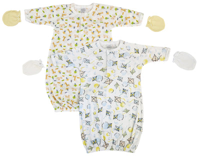 An image displaying Unisex Newborn Baby 4 Piece Gown Set by Bambini