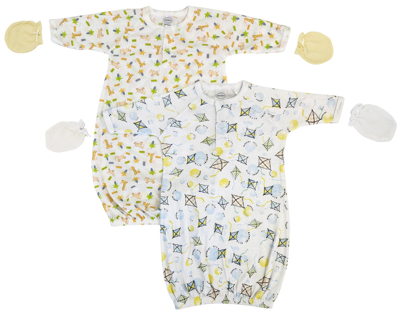 An image displaying Unisex Newborn Baby 4 Piece Gown Set by Bambini