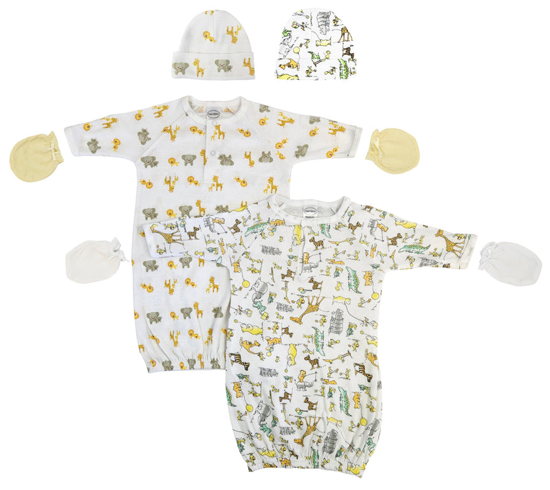 An image displaying Unisex Newborn Baby 6 Piece Gown Set by Bambini
