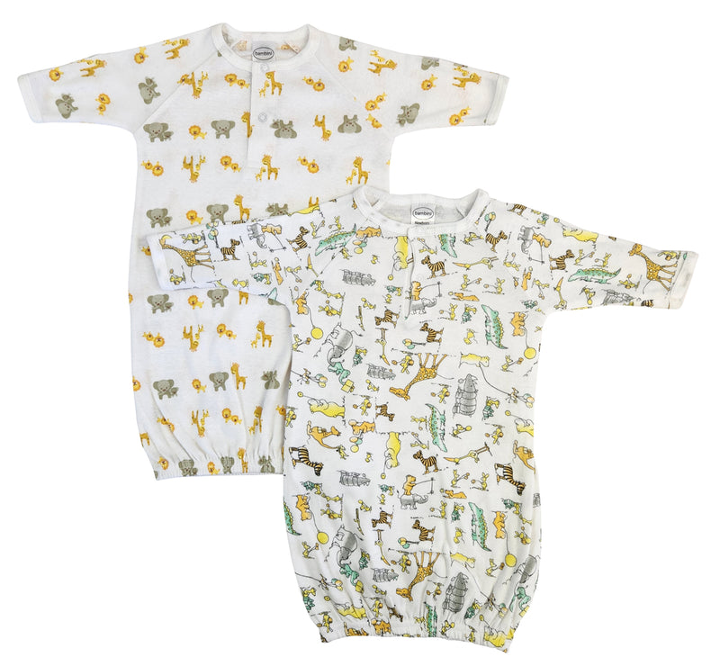 An image displaying Unisex Newborn Baby 2 Piece Gown Set by Bambini