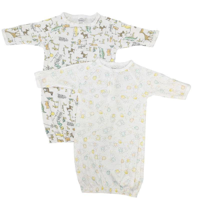 An image displaying Unisex Newborn Baby 2 Piece Gown Set by Bambini