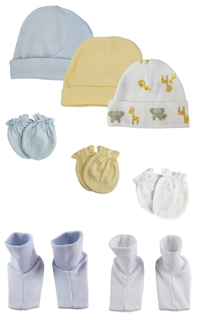 An image displaying Baby Boys Caps, Booties And Mittens (pack Of 8) by Bambini