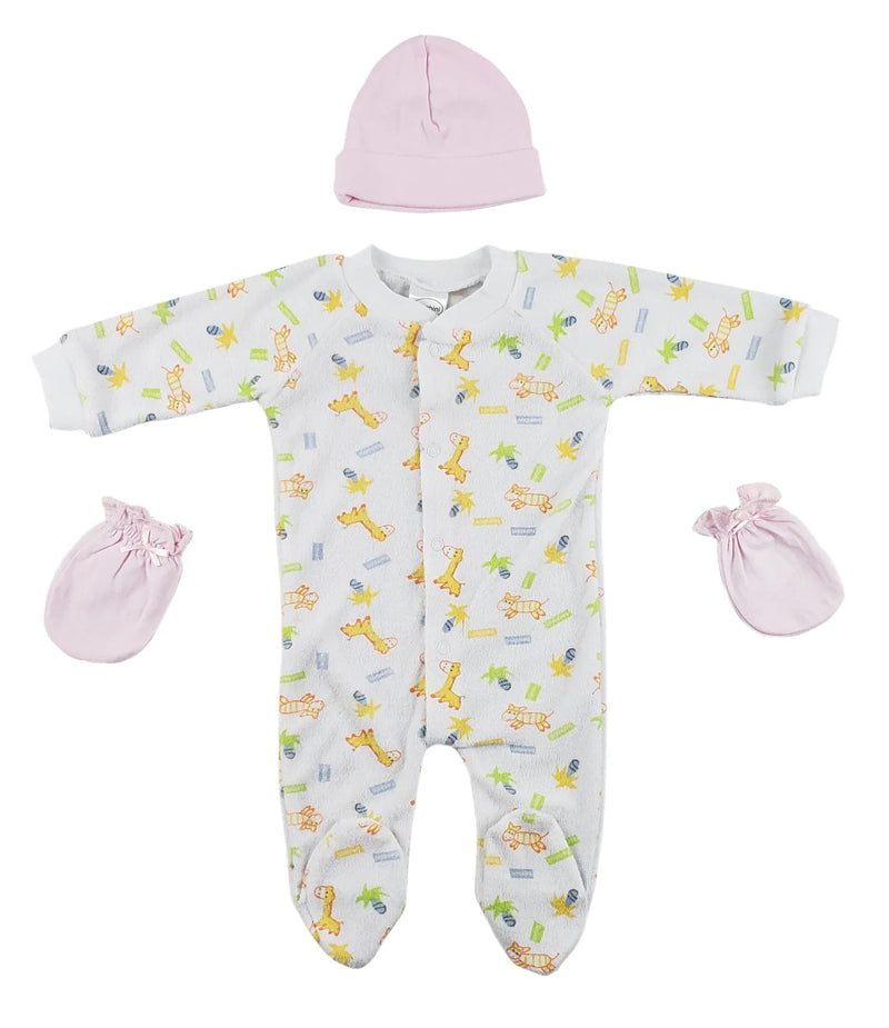 An image displaying Sleep-n-play, Cap And Mittens - 3 Piece Set by Bambini