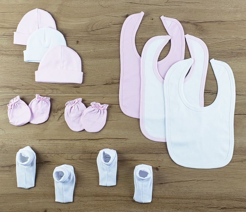 An image displaying 10 Piece Set Of Bibs, Caps, Booties by Bambini