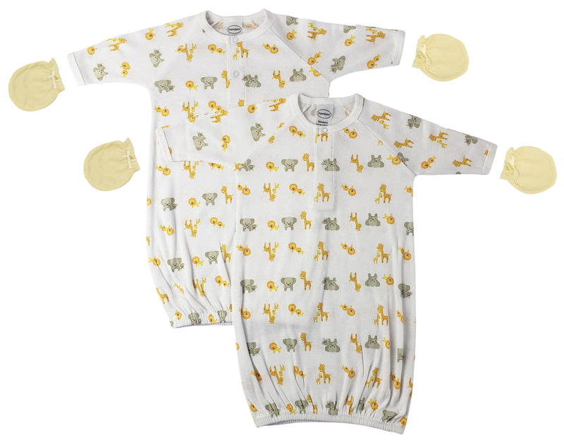 An image displaying Unisex Newborn Baby 4 Piece Gown Set by Bambini