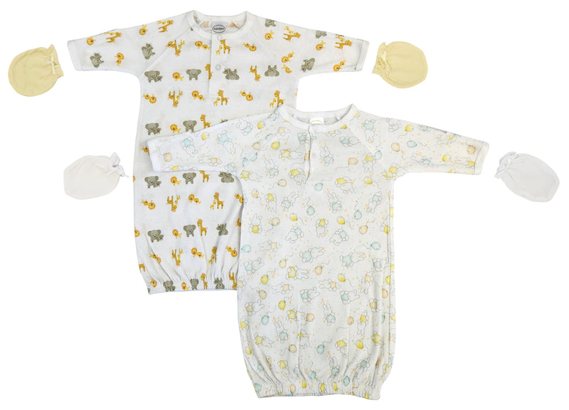 An image displaying Unisex Newborn Baby 4 Piece Gown Set by Bambini