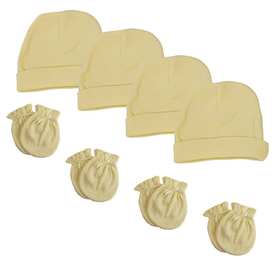 An image displaying Baby Boy, Baby Girl, Unisex Infant Caps And Mittens (pack Of 8) by Bambini
