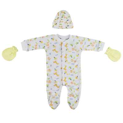 An image displaying Sleep-n-play, Cap And Mittens - 3 Piece Set by Bambini