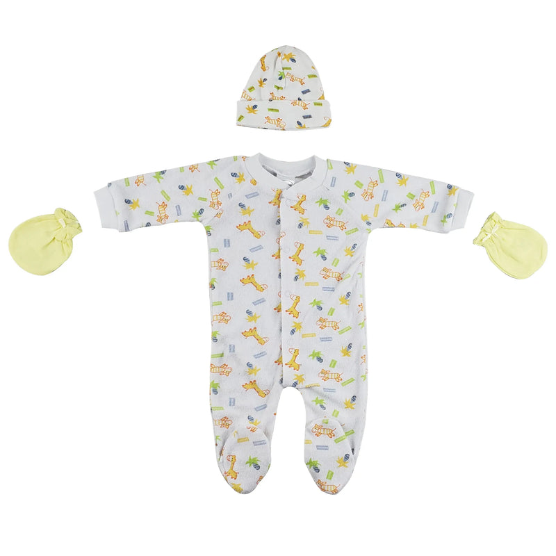 An image displaying Sleep-n-play, Cap And Mittens - 3 Piece Set by Bambini