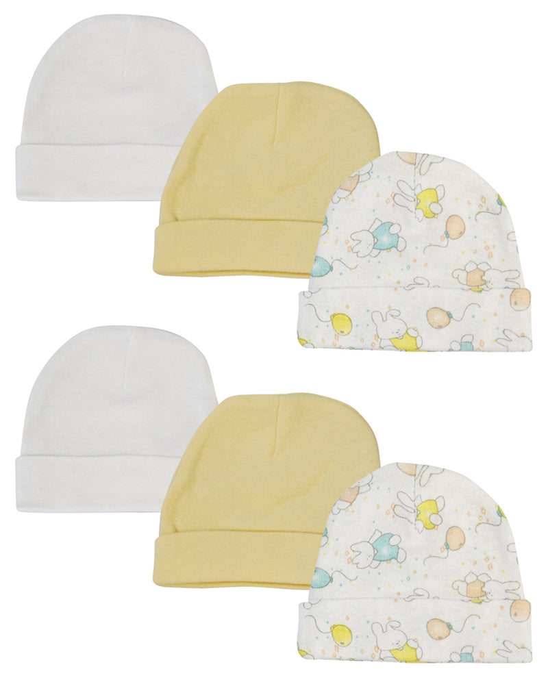 An image displaying Baby Boy, Baby Girl, Unisex Infant Caps (pack Of 6) by Bambini