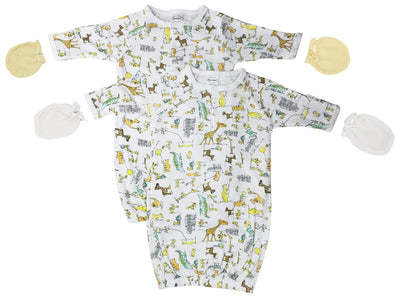 An image displaying Unisex Newborn Baby 4 Piece Gown Set by Bambini