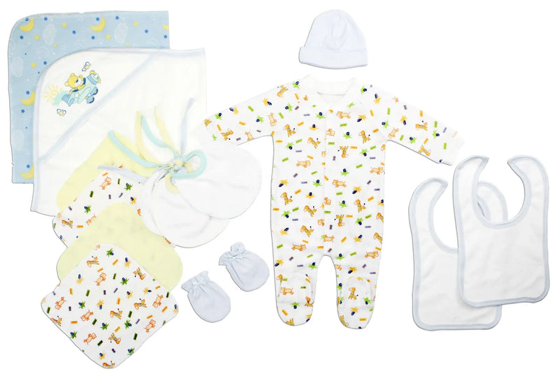 An image displaying Newborn Baby Boys 14 Piece Baby Shower Gift Set by Bambini