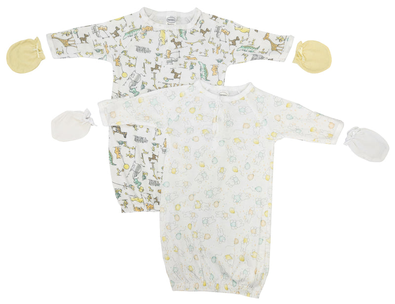 An image displaying Unisex Newborn Baby 4 Piece Gown Set by Bambini
