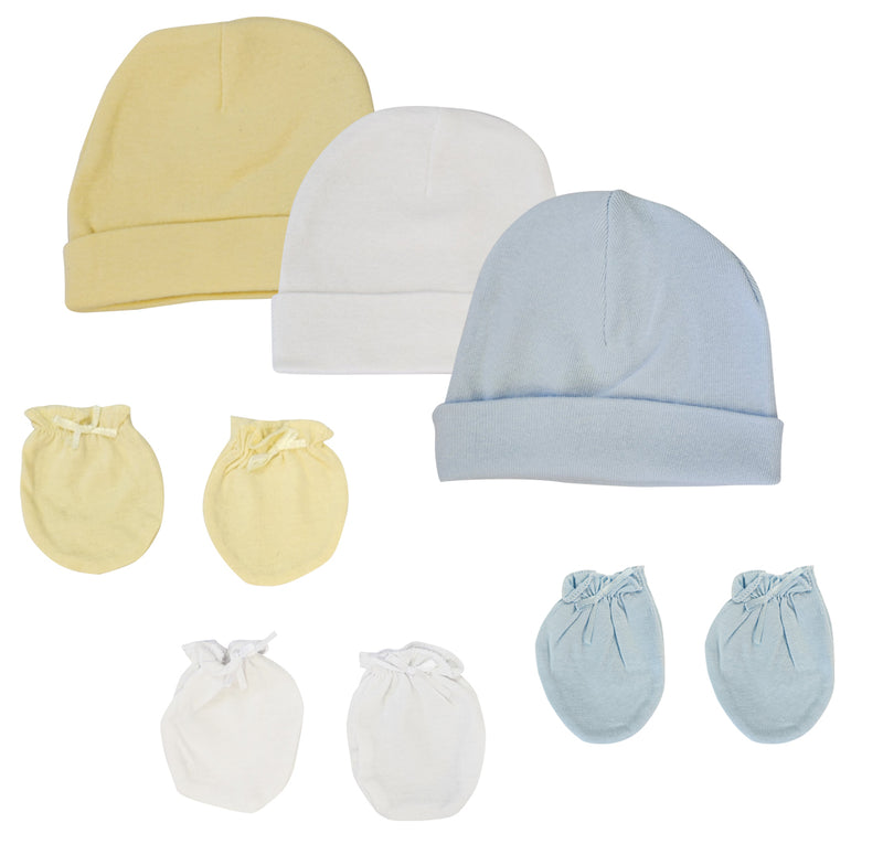 An image displaying Baby Boys Caps And Mittens (pack Of 6) by Bambini