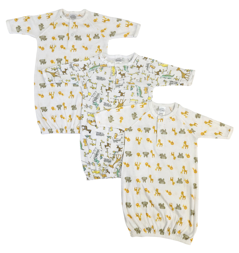 An image displaying Unisex Newborn Baby 3 Piece Gown Set by Bambini