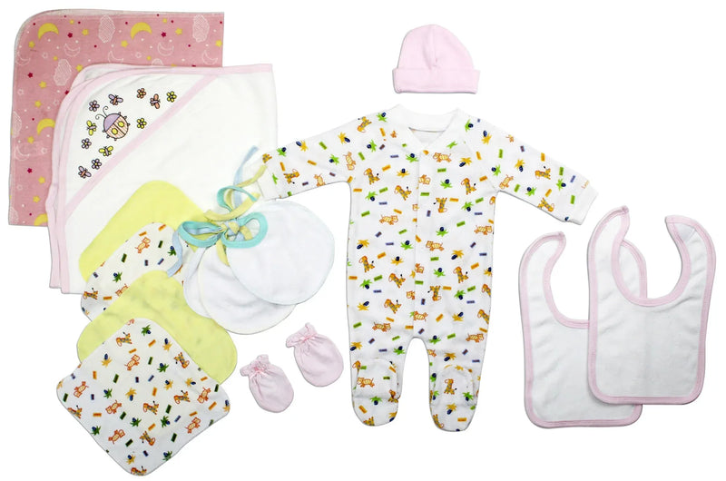 An image displaying Newborn Baby Girls 14 Piece Baby Shower Gift Set by Bambini