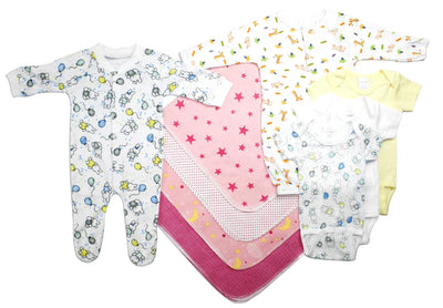 An image displaying Newborn Baby Girls 9 Piece Baby Shower Gift Set by Bambini