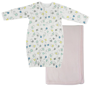 An image displaying Print Infant Gown And Recieving Blanket by Bambini