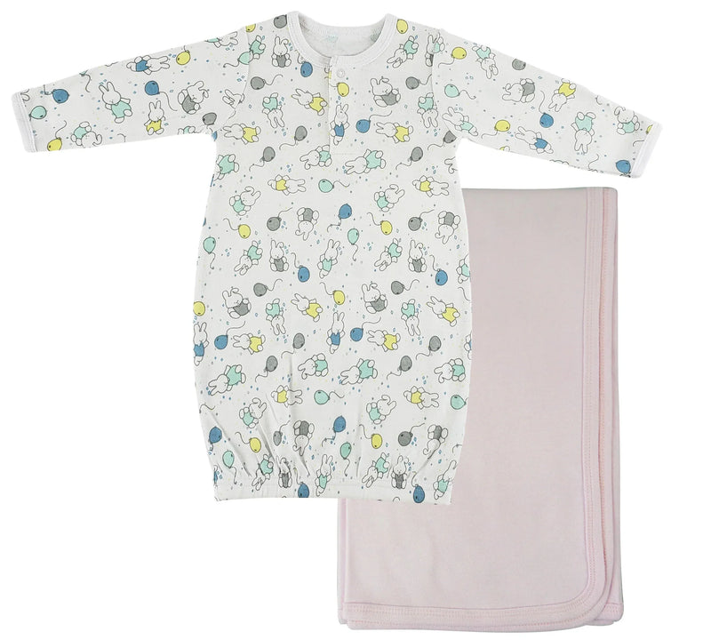 An image displaying Print Infant Gown And Recieving Blanket by Bambini