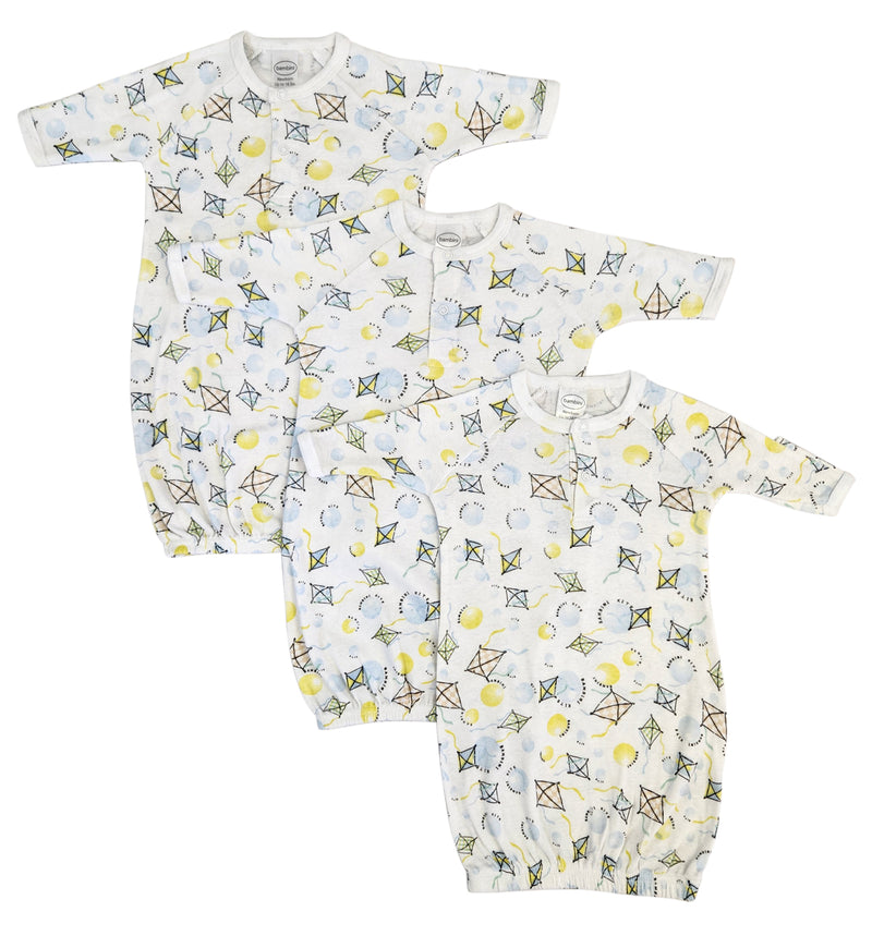 An image displaying Unisex Newborn Baby 3 Piece Gown Set by Bambini