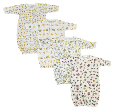 An image displaying Unisex Newborn Baby 4 Piece Gown Set by Bambini