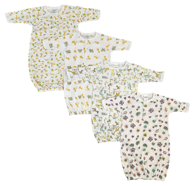 An image displaying Unisex Newborn Baby 4 Piece Gown Set by Bambini