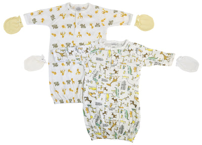 An image displaying Unisex Newborn Baby 4 Piece Gown Set by Bambini