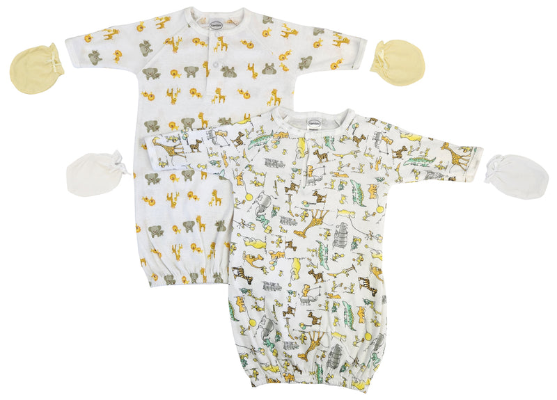 An image displaying Unisex Newborn Baby 4 Piece Gown Set by Bambini