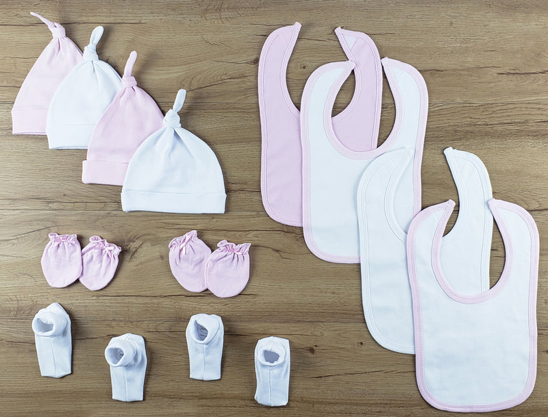 An image displaying 12 Piece Set Of Bibs, Caps, Booties by Bambini