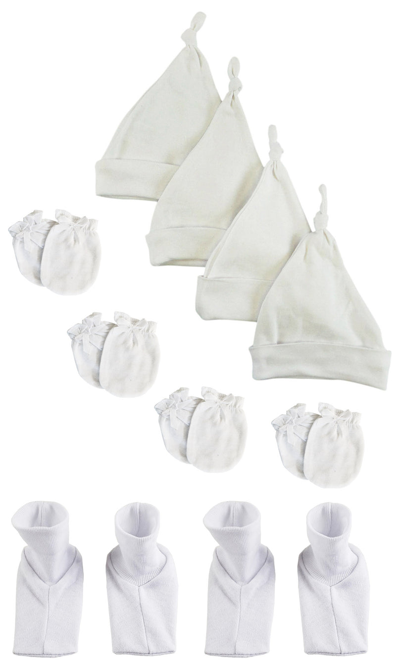 An image displaying Unisex Knotted Caps , Booties And Mittens - 10 Piece Set by Bambini