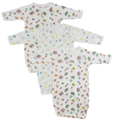 An image displaying Girls Print Infant Gowns - 3 Pack by Bambini