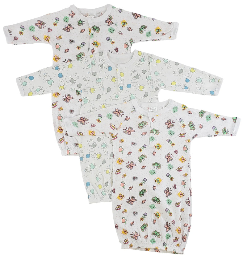 An image displaying Girls Print Infant Gowns - 3 Pack by Bambini