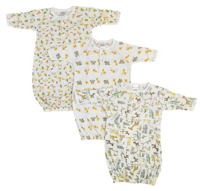 An image displaying Unisex Newborn Baby 3 Piece Gown Set by Bambini