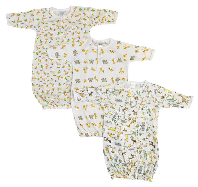 An image displaying Unisex Newborn Baby 3 Piece Gown Set by Bambini