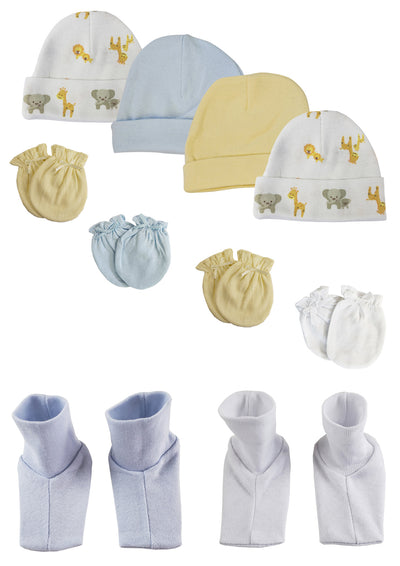 An image displaying Baby Boys Caps, Booties And Mittens (pack Of 10) by Bambini