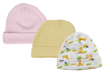 An image displaying Baby Girl Infant Caps (pack Of 3) by Bambini