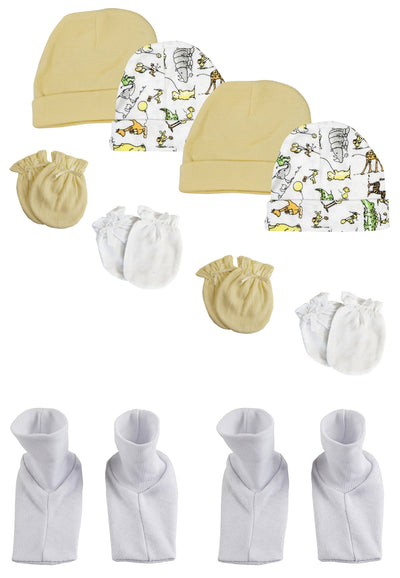 An image displaying Baby Boy, Baby Girl, Unisex Infant Caps, Booties And Mittens (pack Of 10) by Bambini