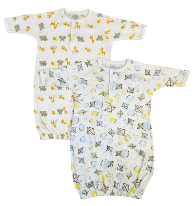 An image displaying Unisex Newborn Baby 2 Piece Gown Set by Bambini