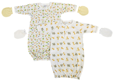 An image displaying Unisex Newborn Baby 4 Piece Gown Set by Bambini