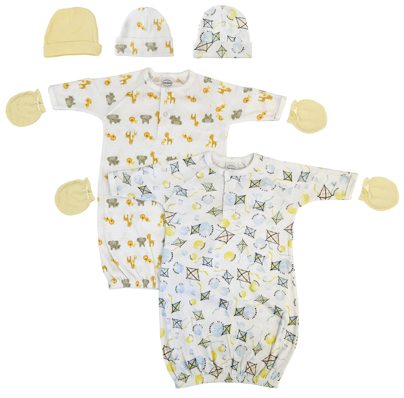 An image displaying Unisex Newborn Baby 7 Piece Gown Set by Bambini