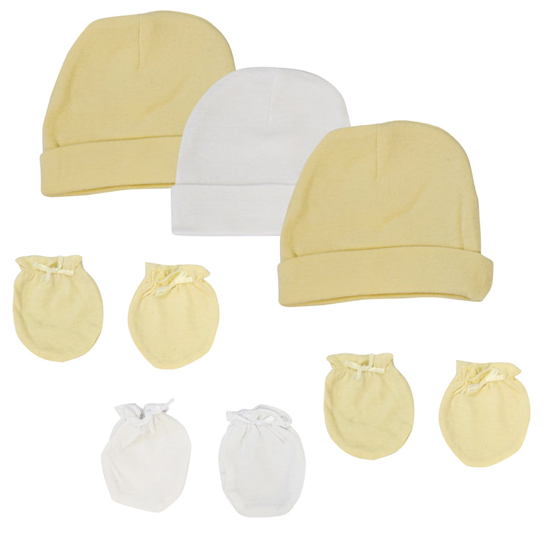 An image displaying Baby Boy, Baby Girl, Unisex Infant Caps And Mittens (pack Of 6) by Bambini