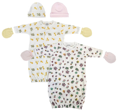 An image displaying Newborn Baby Girls 6 Piece Gown Set by Bambini