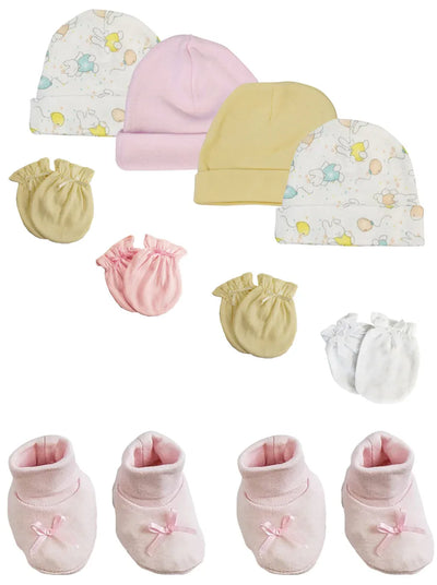 An image displaying Preemie Baby Girl Caps With Infant Mittens And Booties - 10 Pack by Bambini