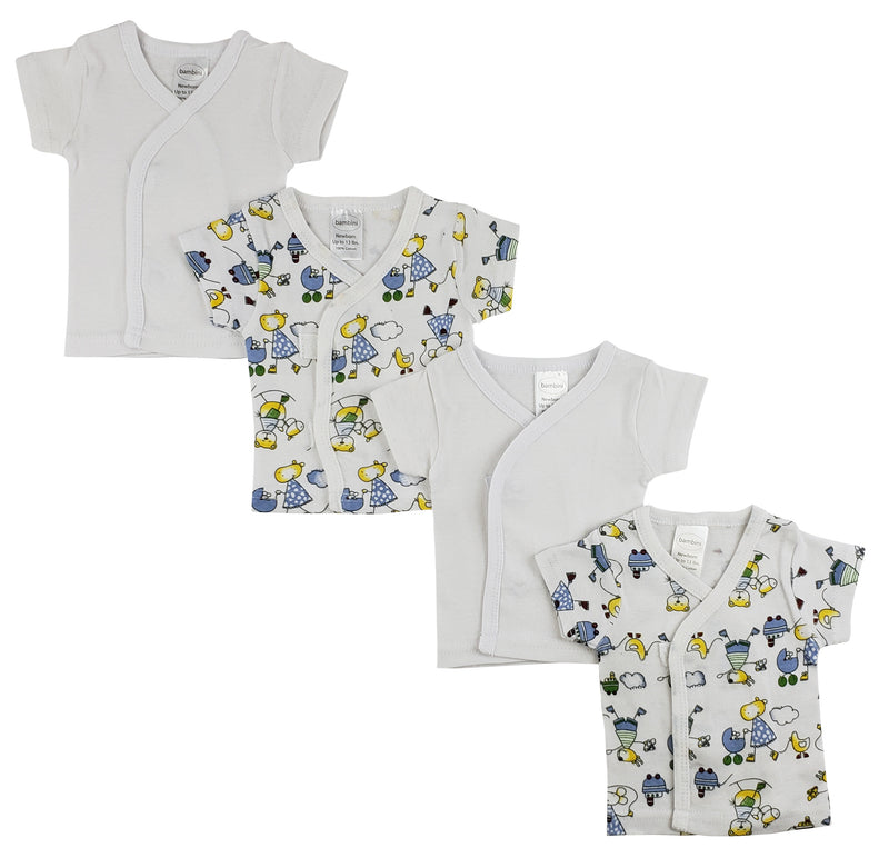 An image displaying White Side Snap Short Sleeve Shirt - 4 Pack by Bambini
