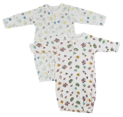 An image displaying Girls Print Infant Gowns - 2 Pack by Bambini