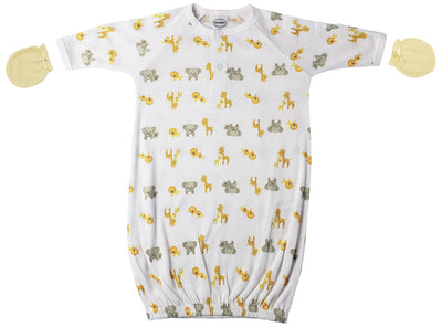 An image displaying Unisex Newborn Baby 2 Piece Gown Set by Bambini