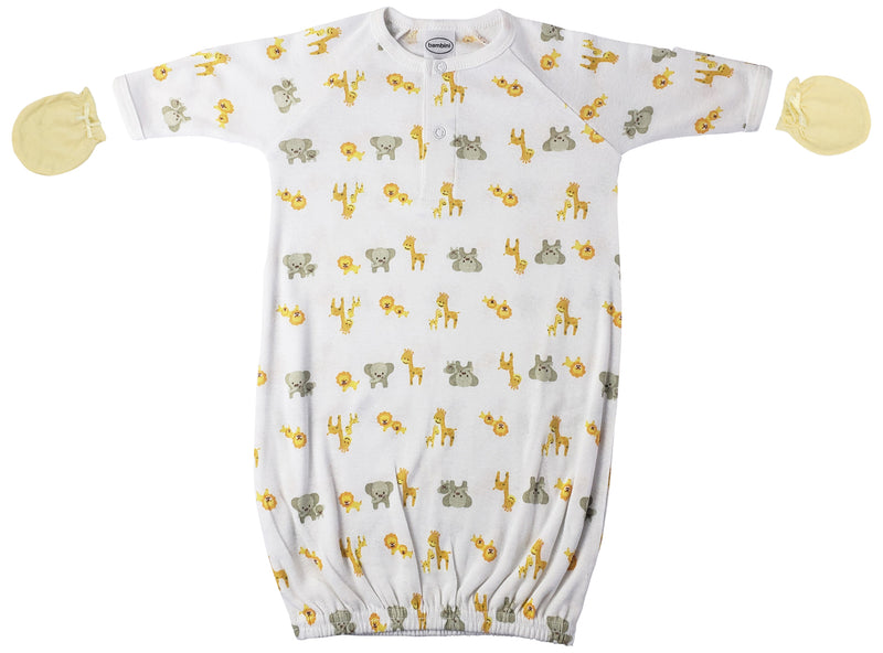 An image displaying Unisex Newborn Baby 2 Piece Gown Set by Bambini