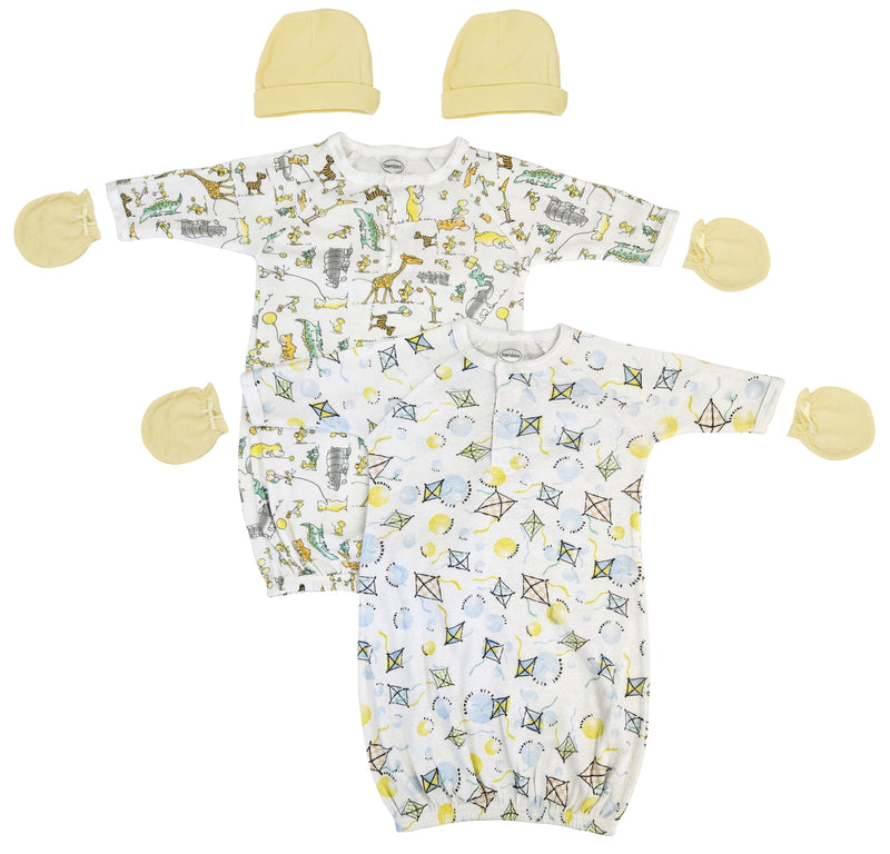 An image displaying Unisex Newborn Baby 6 Piece Gown Set by Bambini