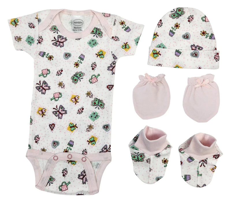 An image displaying Newborn Baby Girl 4 Piece Sets by Bambini