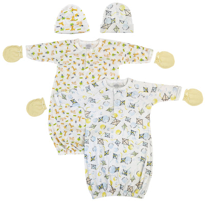 An image displaying Unisex Newborn Baby 6 Piece Gown Set by Bambini